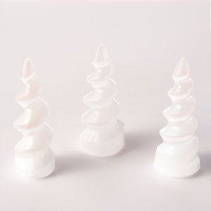 Lot of 3 Selenite Spiral Tower Unicorn Horn Natural Crystal Specimens Morocco
